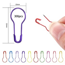 Pack of 300 Bulb Pins, 10 Colours Calabash Pin Metal, Pumpkin Pins, Pear Safety Pins, Stitch Markers, Row Markers, Crochet for Clothes, Knitting, Stitch Markers, DIY Skill Making