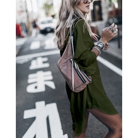 Women’s Swimsuit Cover up,Silky Button Down Shirt Midi Dress Kimono,Summer Bathing Suit Beach Coverups for Women (CP-Aline) (Olive, Medium)