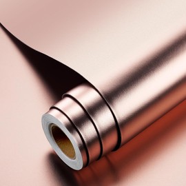 YENHOME 17.7"X393" Rose Gold Stainless Steel Contact Paper Countertop Contact Paper Self Adhesive Metallic Wallpaper Stick and Peel Rose Gold Contact Paper for Cabinet