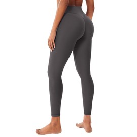 YEOREO Hidden Butt Scrunch Womens Workout Leggings Butt Lifting 25" Tummy Control Yoga Pants High Waist Edwine Legging Dark Grey S