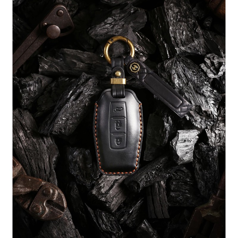 HIBEYO Leather Car Key Case Fits Mitsubishi Outlander 2022-2025 Key