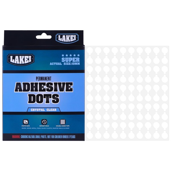 LAKEI Double Sided Adhesive Dots, 0.39" Round Mounting Putty Clear
