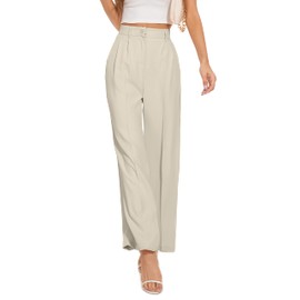 FUNYYZO Women Wide Leg Pants High Elastic Waisted in The Back Business Work Trousers Long Straight Suit Pants