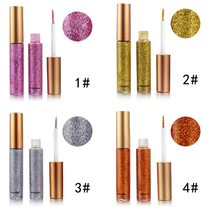 Coloured Glitter Eyeliner Liquid，Purple Glitter Liquid Eye Liner, Waterproof Eyeliner
