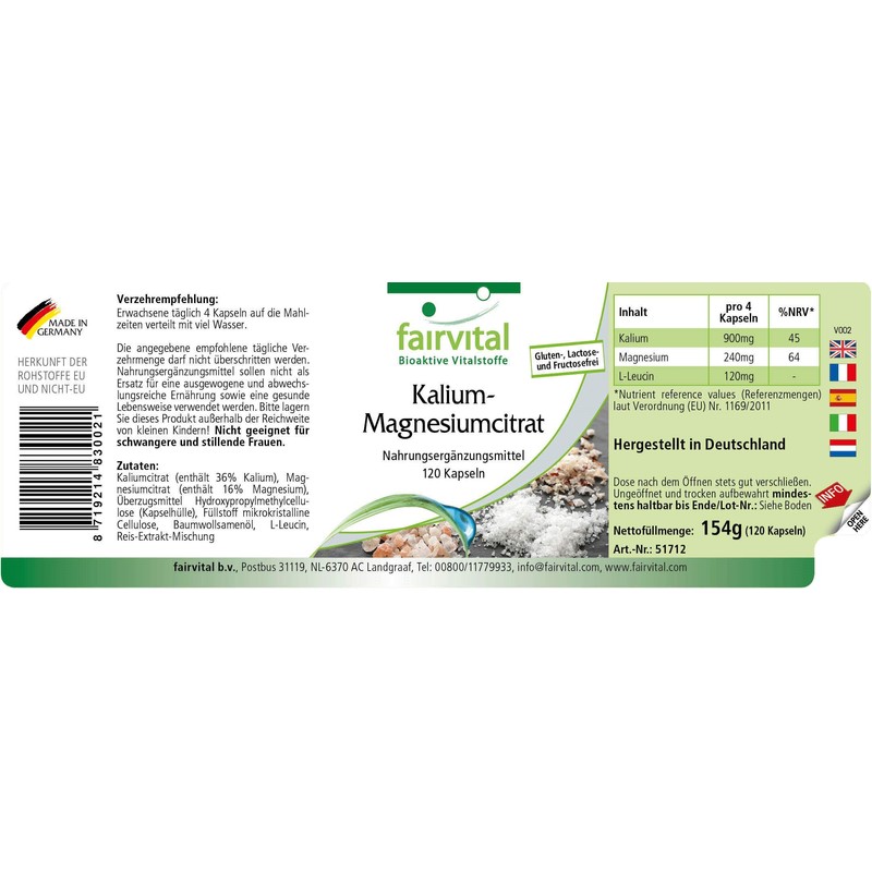 Fairvital Potassium Magnesium Citrate – High Dose – Magnesium +