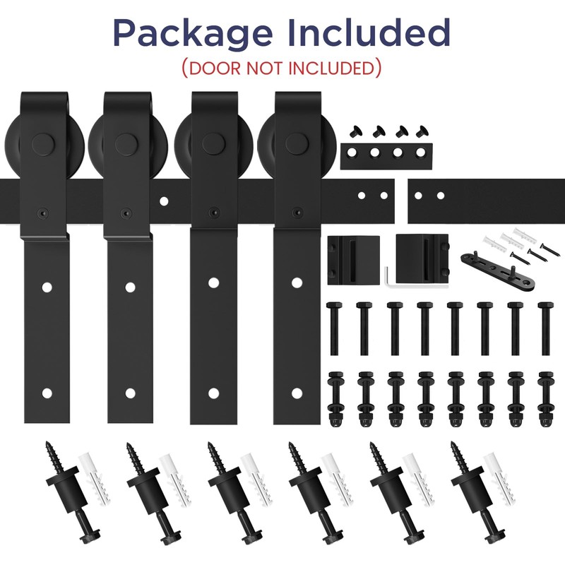 SMARTSTANDARD 7.5 Feet Bypass Sliding Barn Door Hardware Kit -