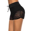 Lecieldusoir Women's Lace Swim Shorts High Waist Bathing Suit Bottoms