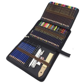 WGOT Sketching Drawing Pencils Set, 72 Piece Coloured Pencils and Sketching Pencils Set with Drawing Tool in Canvas Pencil Bag - Perfect for Artists, Adults and Kids
