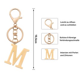 AOKSUNOVA Keyring Letter, Gold Key Ring with Letters, Car Key Ring for Women, Women, b