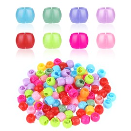 Giantree Pack of 100 Colourful Hair Beads Clips, Mini Hair Clips, Colourful Plastic Hair Clips, Hair Accessories, Children's Beads for Hair for Ponytail Braid