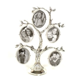 Family Tree Antique 5 Picture Silver Plated Family Photo Frame Present Home Decore