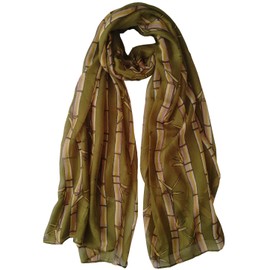 GlamLondon Bamboo Stems Print Scarf Ladies Fashion Floral Shawl Wrap (Green)