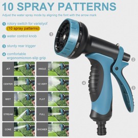 Towwoo Towwoo Flexibler Gartenschlauch, 15M/50FT Gartenschlauch Wasserschlauch mit 10 Funktionen Spr1hd1se, 3/4" 1/2" Anschl1ssen, Doppelschicht-Latex, Verschraubungen aus hochwertigem Messing