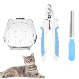 Ultimate 3-in-1 Cat Grooming Kit – Protective Cat Helmet, Precision Nail Clippers with Safety Lock & Non-Slip Grip, Bonus Nail File – Stress-Free & Safe Grooming for All Cats, Perfect Gift Cat Lovers