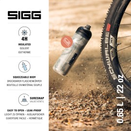 Sigg - Soft Bike Water Bottle - Pulsar Therm Snow - Insulated - Squeezable - Dishwasher Safe - Lightweight - Leakproof - BPA Free - Sports Bottle with SureSnap® Valve - Gray - 22 Oz