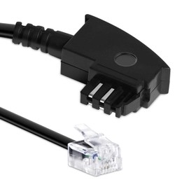 TPFNet 6 m Modular Cable TAE-N Plug to RJ11 Plug 6P2C 2-Pin 2-Core Assigned Fax Cable Modem Cable for Connecting Subsidiary Devices Analogue Fax Modem Router to TAE N Telephone Socket, Black