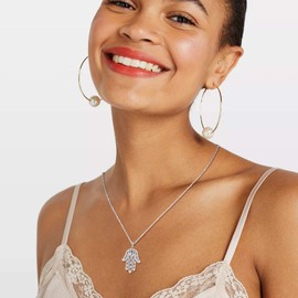 TANGPOET Hamsa Hand Necklace 925 Sterling Silver Evil Eye Necklace Hand of Fatima Pendant Jewellery Gifts for Women Ladies Girls