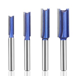 UTRUSTTO Professional Double Flute Straight Router Bits 1/4 Inch Shank, Flush Trim Router Bit Set, Cutting Diameter Respectively 1/4", 5/16", 3/8", 1/2".