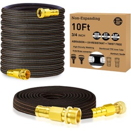 10FT Lightweight Garden Hose,Flexible Water Hose with Solid Brass Head,Kink-Free,Collapsible Hose,High Pressure Flat Water Hose for RV,Boat,Car Wash,Garden,Yard,Camper,Outdoor (Orange-Black, 10 Feet)