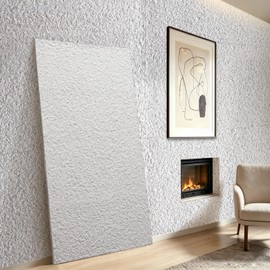 TORURAL 6” x 12” Faux Stone 3D Wall Panels, Clay Manufactured Raised Textured Paneling for Indoors and Outdoors Wall Accent (2, White Granite)