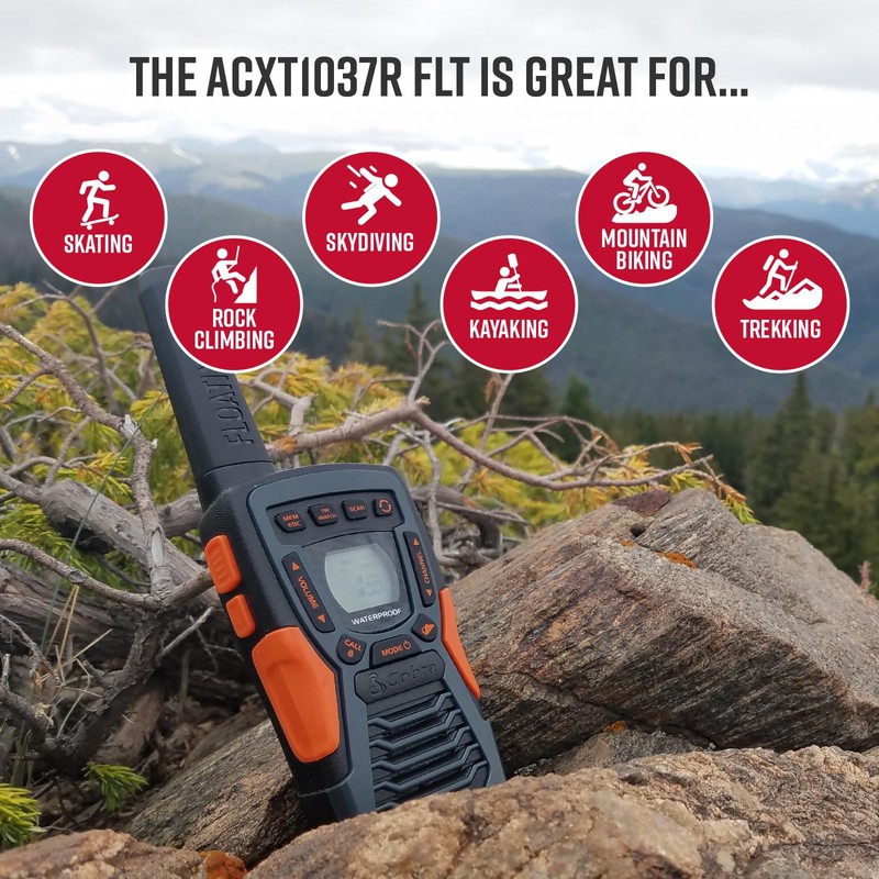 Cobra ACXT1037R FLT Floating Walkie Talkie - Waterproof, Rechargeable, Long
