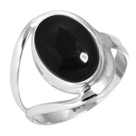 JEWELOPORIUM 925 Silver Ring for Women Genuine Black Onyx Stone Statement Silver Ring Size 9 New Year Gift Fashion Jewelry