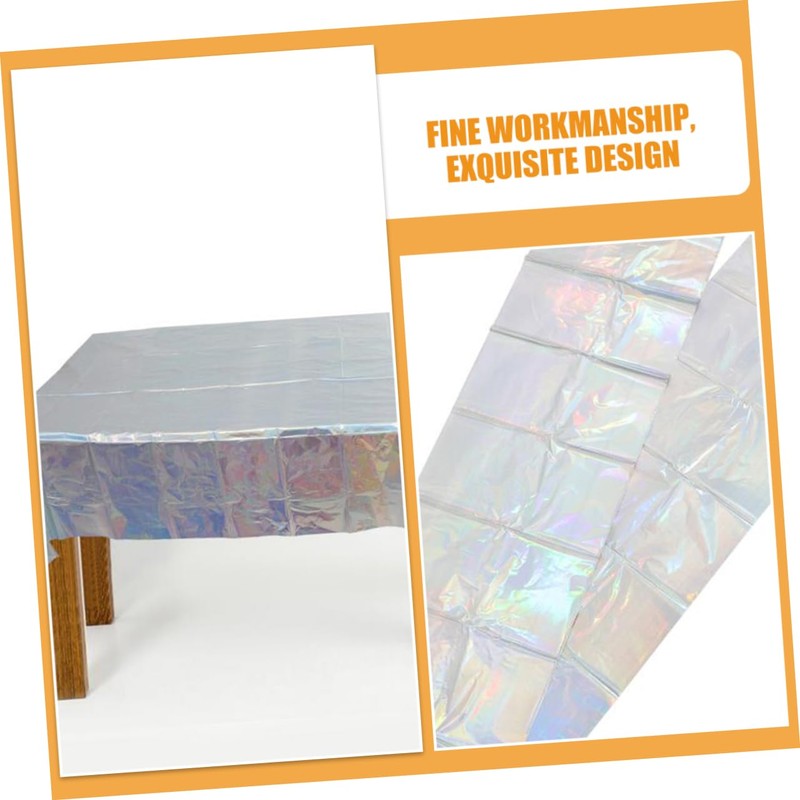 Ciieeo 2pcs Iridescent Tablecloth Rectangle Table Cover Party Supplies for