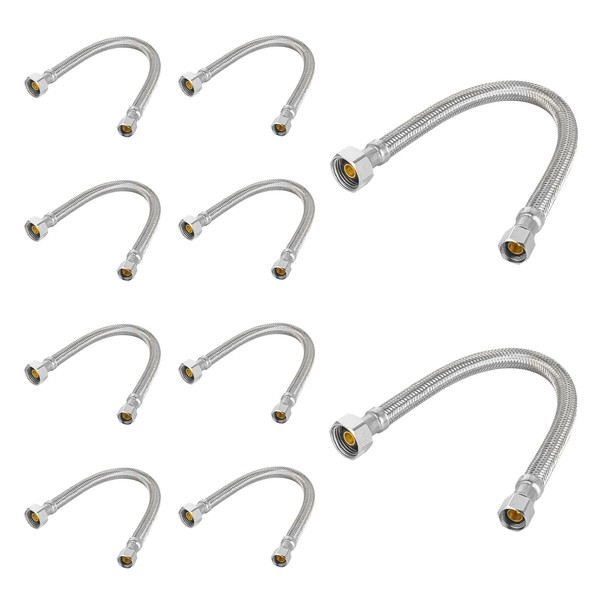 Pack of 10 Foskan 20” Braided Faucet Supply Lines,3/8" COMP