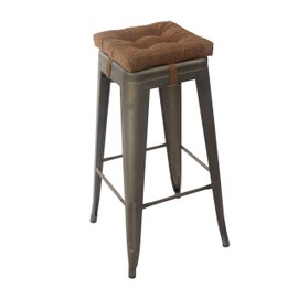 Klear Vu Non-Slip Gripper Tufted Square Stools Cushions with Tie Straps for Dining Rooms, Kitchen Bars, Cafes and Restaurants-Set of 4, 12”x12”, Chocolate 4 Count