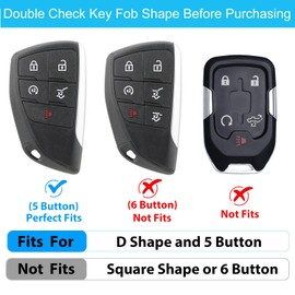 OLLEN Soft TPU Key Fob Cover, Fit for 2021 2022 2023 2024 2025 GMC Yukon Denali Sierra, for Chevy Silverado Suburban Tahoe Buick, Full Protection Remote Key Case with Bling Keychain, 5 Button, White