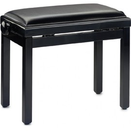 Stagg PB39 BKP SBK Piano Bench with High Gloss Black Finish and Black Vinyl Seat
