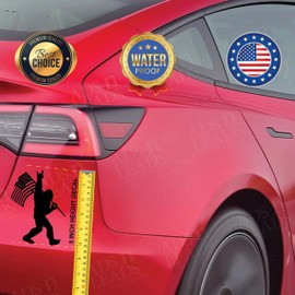 A&L Sasquatch Bigfoot Rock On American USA Flag [Pick Color] Vinyl Decal, Cars, SUV, Trucks, Vans,Window, Motorcycle, Helmet, Wall, Laptop Decal, Big Foot | 5 inches | Black