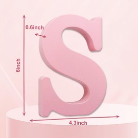 AOCEAN 6 Inch Pink Wood Letters Unfinished Wooden Letters for Wall MAGA Decorative Standing Letters Slices Sign Board for Crafts Christmas Decoration Home Party Projects (S)