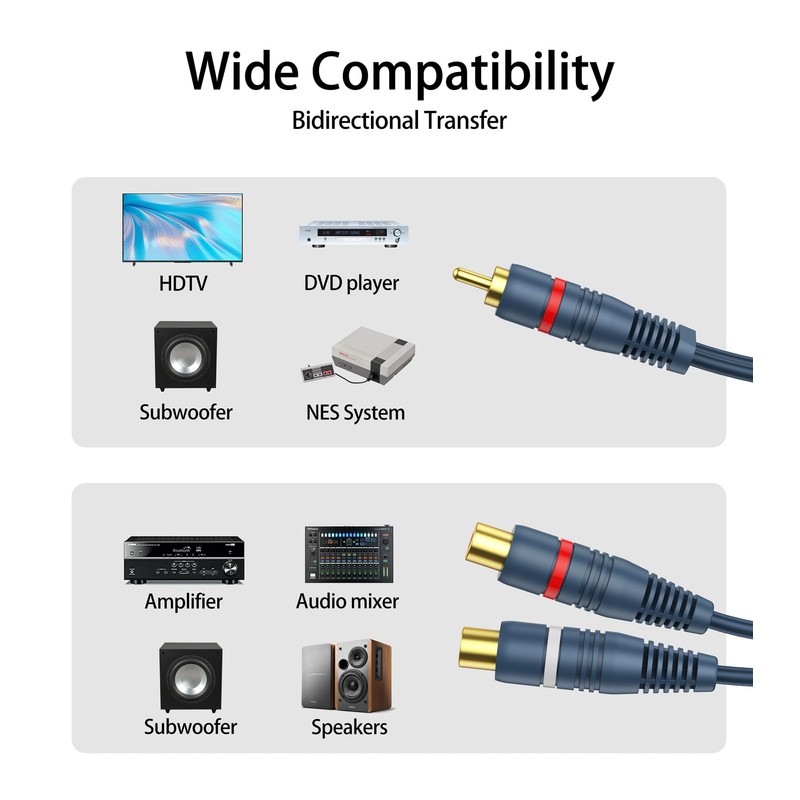 DteeDck RCA Splitter 1 Male 2 Female 2 Pack, RCA