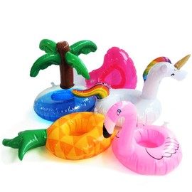 Dmar® Pack of 5 Mini Inflatable Drink Holder Flamingo Unicorn Pool Float Toy Float Cup Holder Swimming Party Toy Beach Children Adults