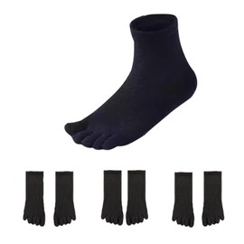 [Ｆ ｆａｓｎｌｉｄｏ] 5本指ソックス メンズ 3足セット 長持ち ビジネス 綿 吸汗速乾 通気 春夏秋用 オシャレ(ブラック3足セット)
