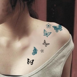 Bana Flor Tatuajes Temporales Impermeable Mujer Hombro Clavícula Sexy Tatuaje Temporal