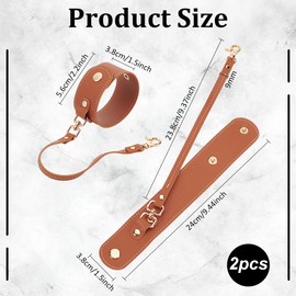 MAYJOYDIY Pack of 2 Camel Leather Glove Strap Organiser Vintage Leather Glove Holder Strap with Closure Glove Strap Leather Accessory Holder for Handbag Outdoor Tourism Women's Bag Gift