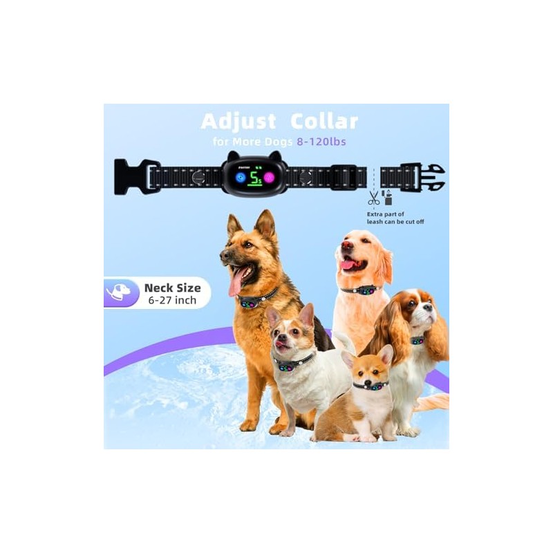 Bark Collar Rechargeable Smart Dog Barking Collar Anti Bark Training