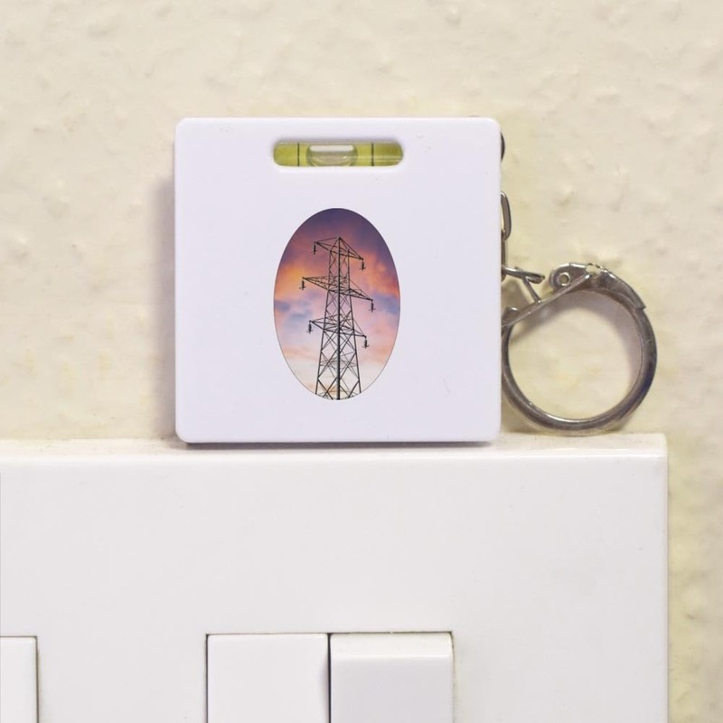 Azeeda 'Electric Pylon' Keyring Tape Measure/Spirit Level Tool (KM00036839)