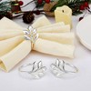 LdawyDE Napkin Rings, Pack of 4 Napkin Rings, Silver, Leaves