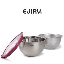 Edgeri stainless steel combo set/mixing bowl/straw/lid/spoon, stainless steel combo 20cm / 에지리 스텐콤보세트/ 믹싱볼/채반/뚜껑/양푼, 스텐콤보20cm