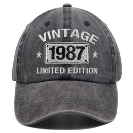 Vintage 1987 Limited Edition Hats for Men Women, 38th Birthday Decorations, 38 Year Old Adjustable Embroidered Baseball Cap Retirement Gifts Mom Dad