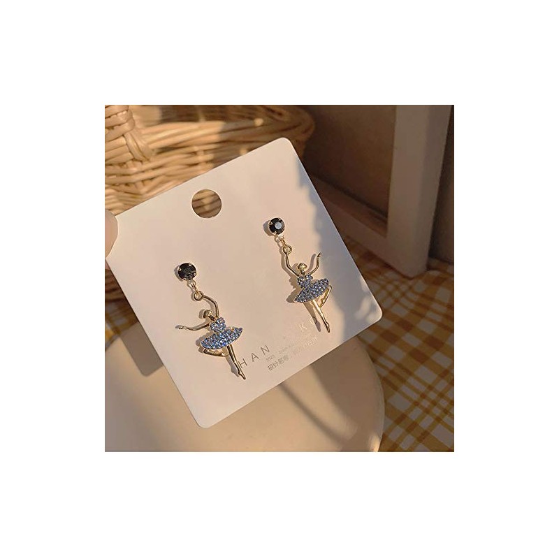arete largos con incrustaciones de diamantes de imitación, diseño de