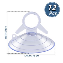 Balacoo 12 Pcs 45mm Clear Plastic Suction Cups with Loops for Glass Windows Windshield Tile Kitchen Bathroom Mirror Shower Wall Terrarium Car Window