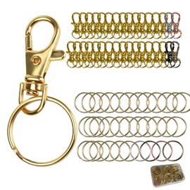 KAIRSORY Keychain, 68PCS Swivel Snap Hooks with Key Rings, Metal Lobster Claw Clasp,34PCS Keychains Clips Hooks and 34PCS Key Chain Rings,Keychain Rings for DIY Crafts,Jewelry Making Gold/Mix