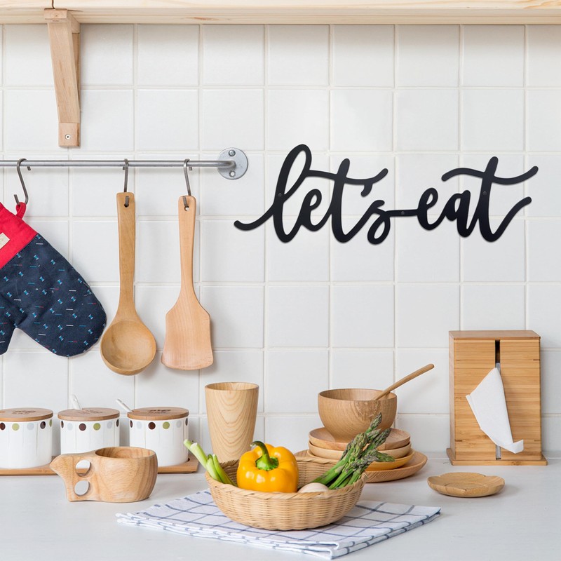 Metal Let's Eat Sign, Rustic Cutout Eat Signs, Farmhouse Wall
