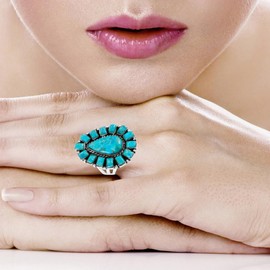 Turquoise Ring Sterling Silver 925 Genuine Gemstones Size 6 to 11 (Turquoise) (7)