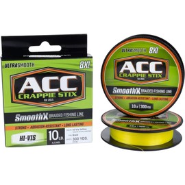 ACC Crappie Stix SmoothX Braided Fishing Line 10lb 300yd Hi-Vis Yellow