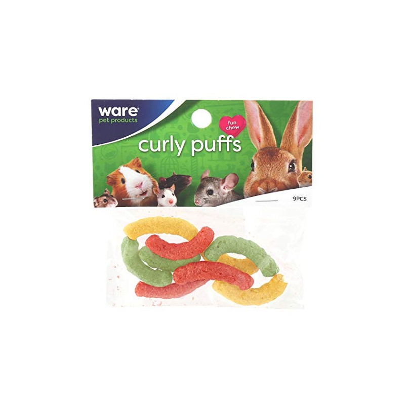 Ware Manufacturing Critter Curly Puffs, 9 Pieces, Rice Chews for